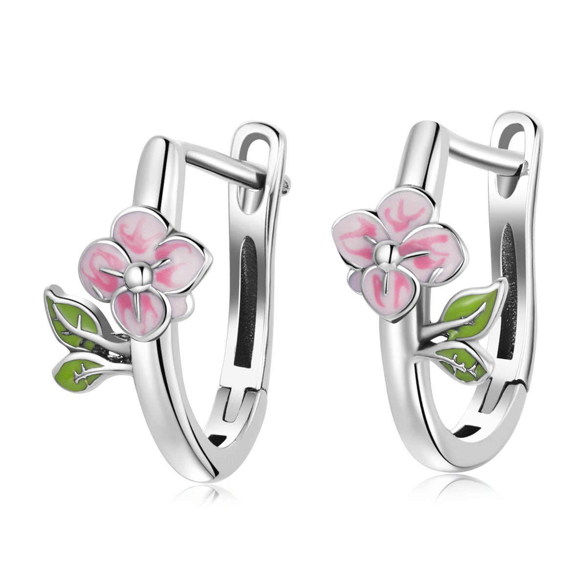 925 Sterling Silver Enamel Oxidized Silver Earrings for Women - 1.5x0.7cm DestGlow