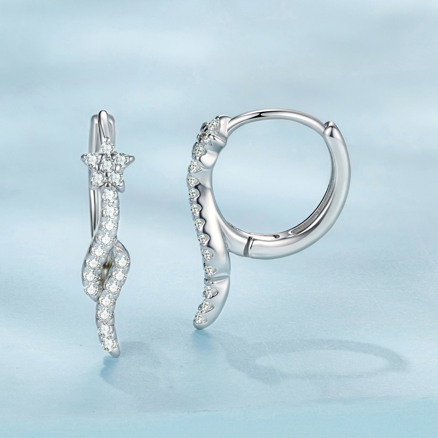 925 Sterling Silver Plated White Gold Earrings with CZ for Women DestGlow