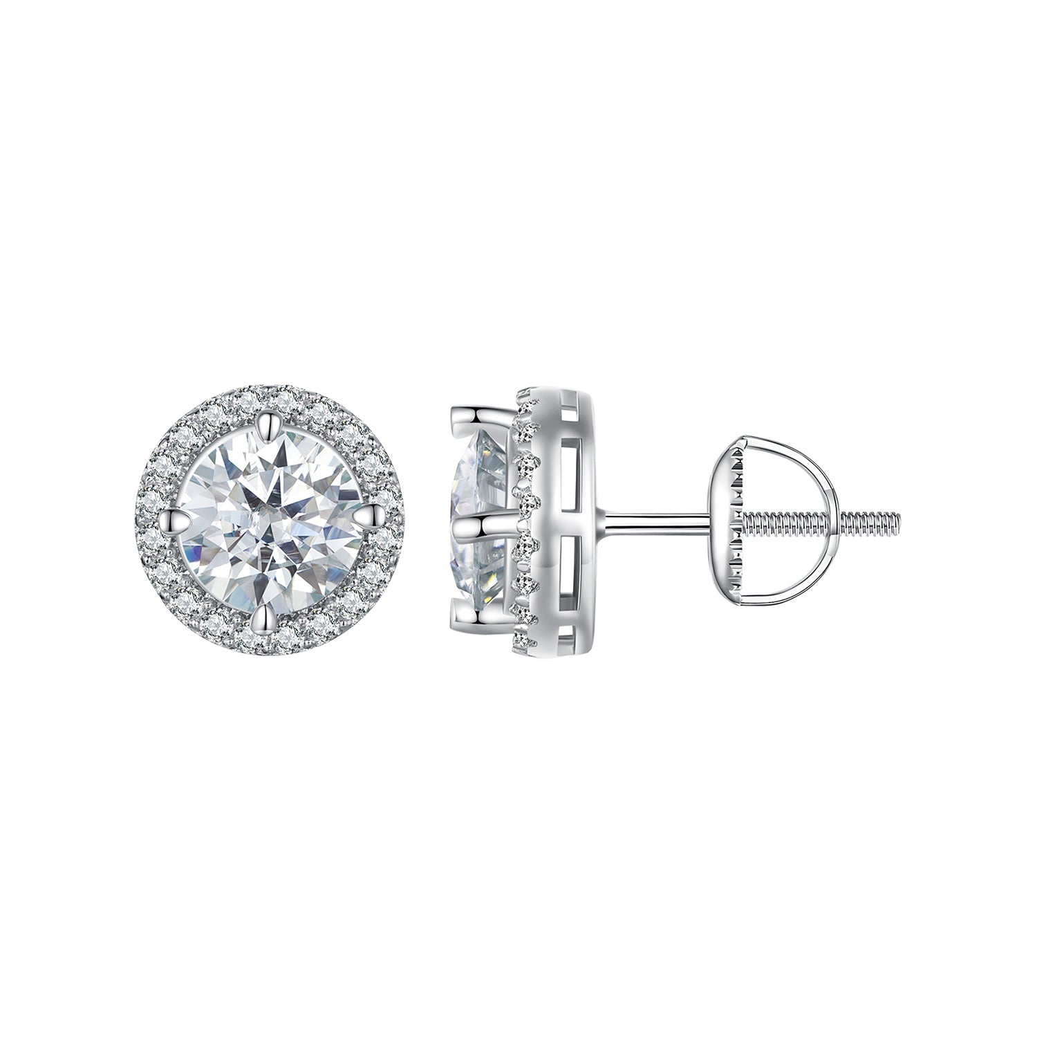 925 Sterling Silver Moissanite 1 Carat Earrings in 10mm Pavé Setting for Women DestGlow
