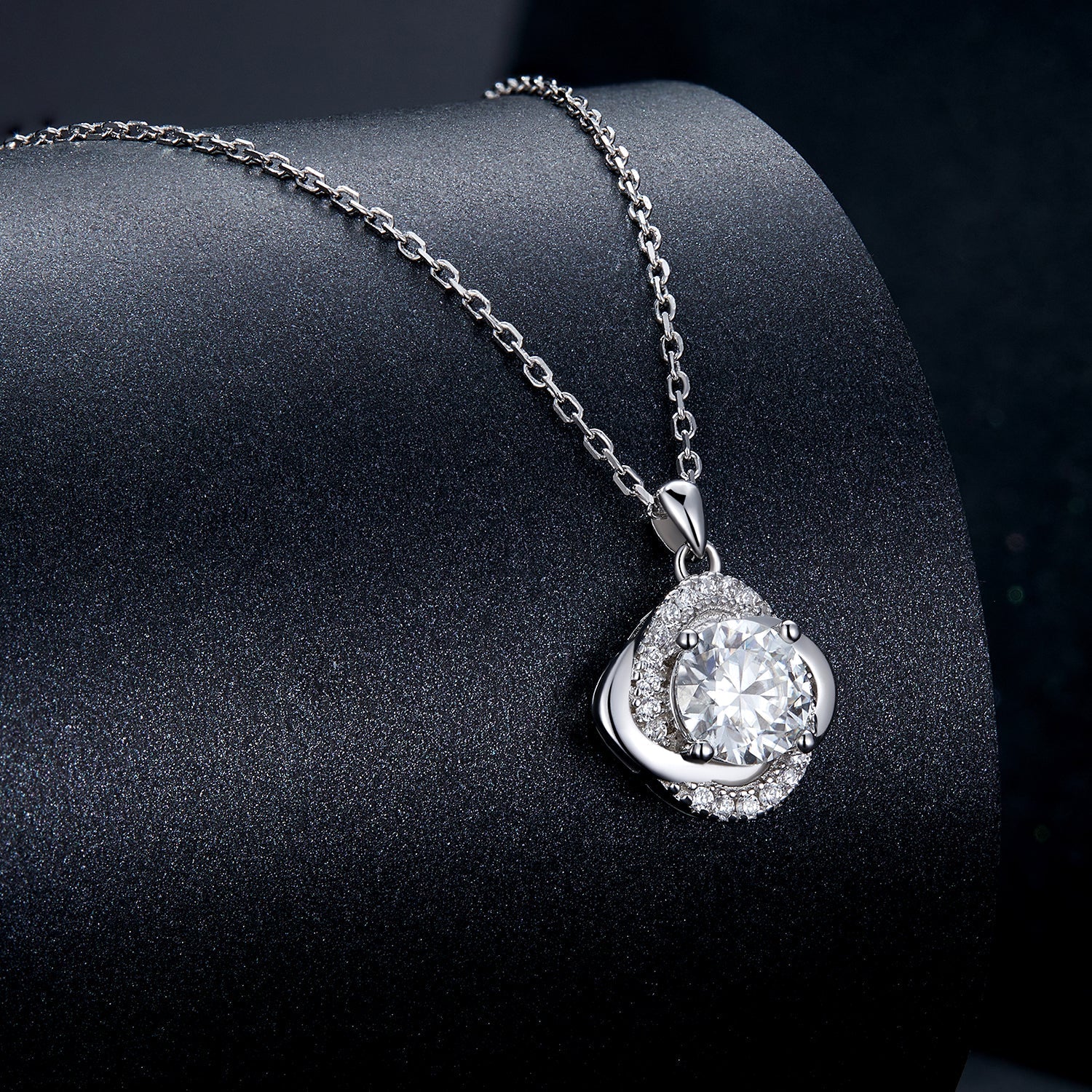 925 Sterling Silver Moissanite Pendant Necklace for Women, 39+5cm, Platinum Plated DestGlow