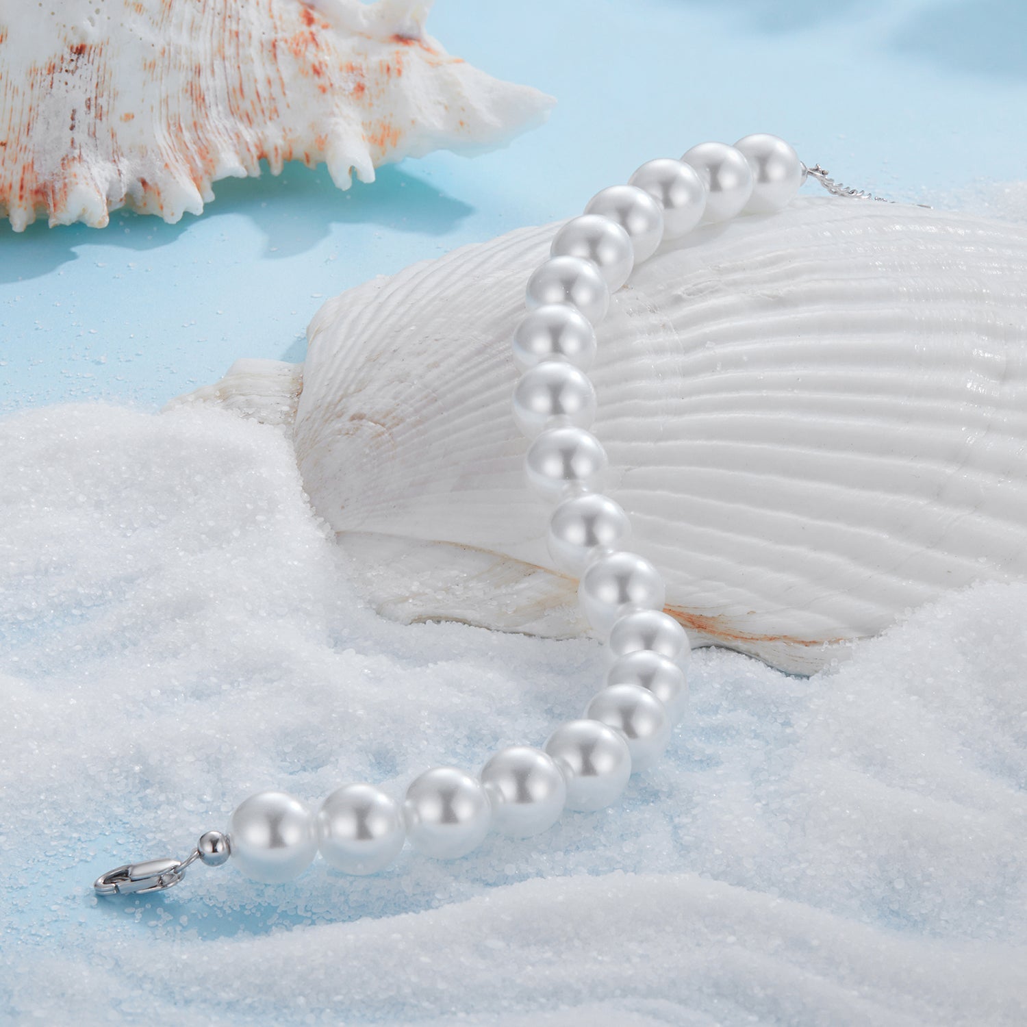 925 Sterling Silver Adjustable White Gold Plated Bracelet with Synthetic Pearl for Women DestGlow