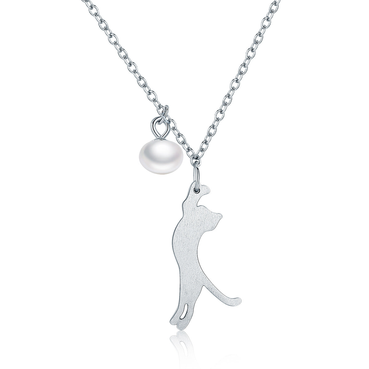 925 Sterling Silver 0.6 Carat Pearl Necklace for Women DestGlow