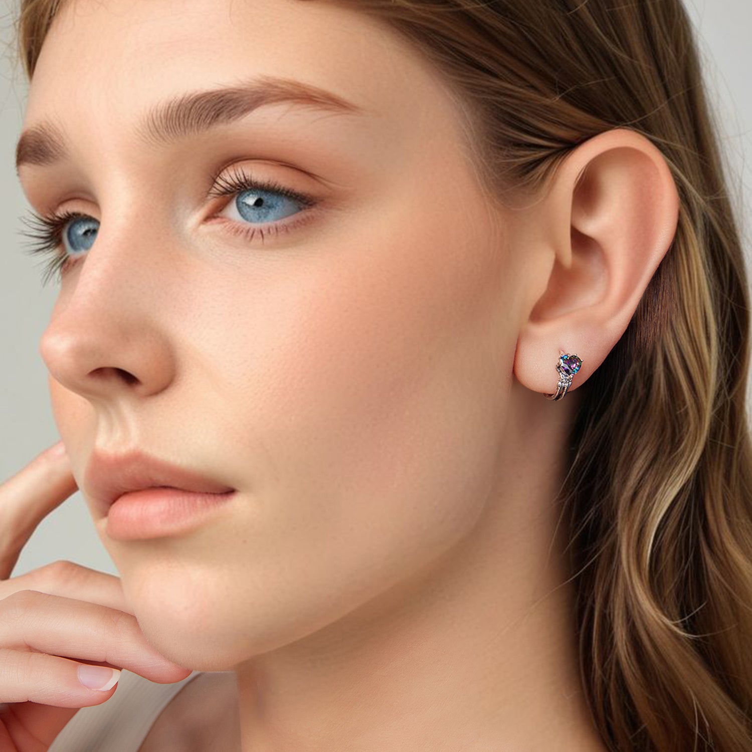 925 Sterling Silver Earrings with Transparent Glass for Women DestGlow