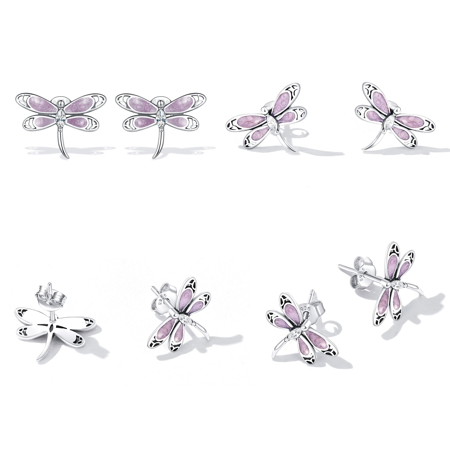 925 Sterling Silver Enamel Process Earrings with Pavé Setting CZ for Women DestGlow