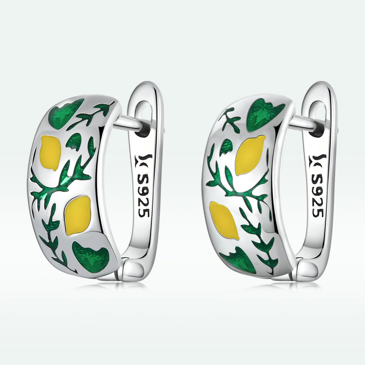 925 Sterling Silver Earrings for Women - Enamel Process - Oxidized Silver - 1.4x0.6 cm DestGlow