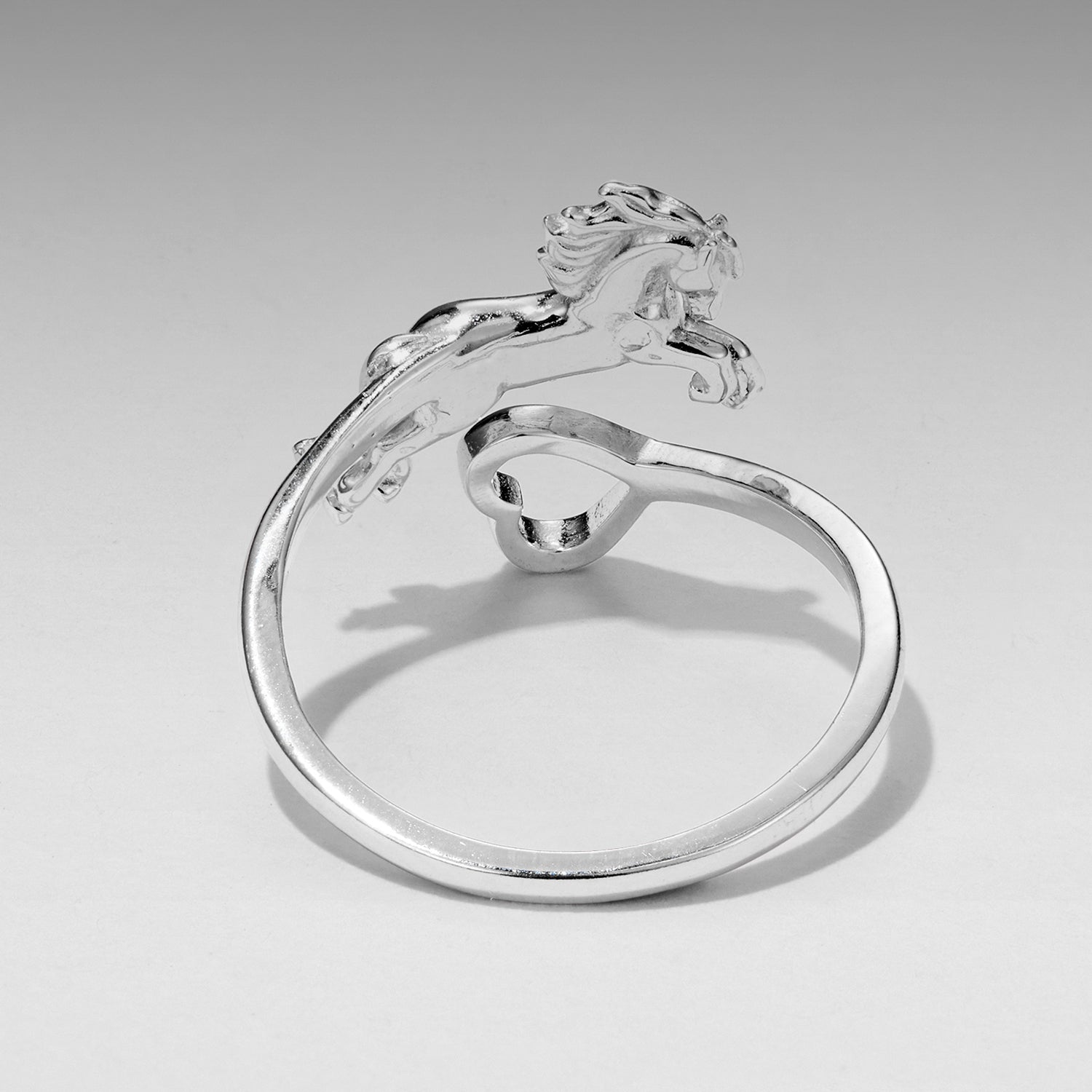 925 Sterling Silver + Plated White Gold Horse Ring DestGlow