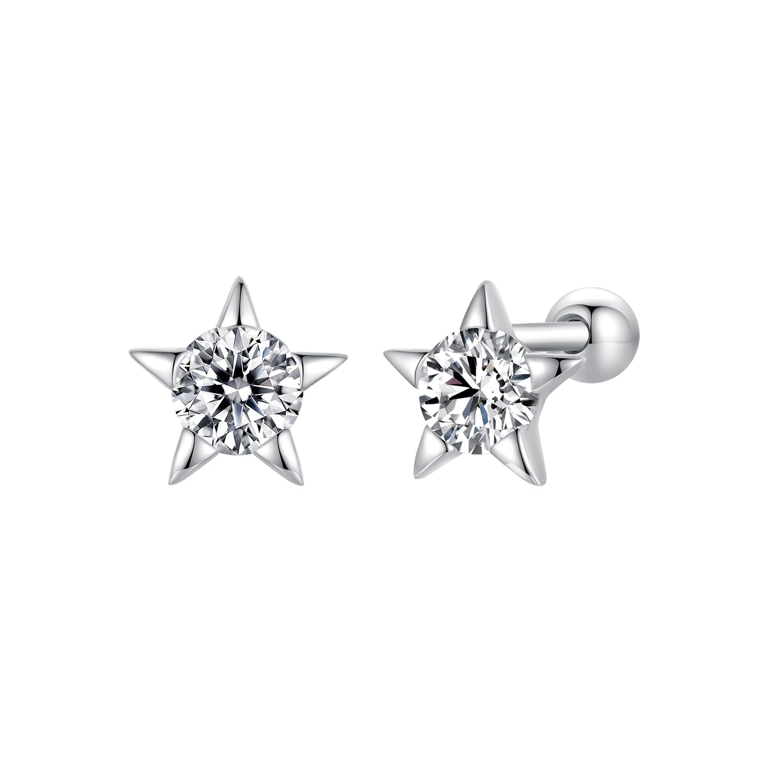 925 Sterling Silver Earrings with Pavé Setting CZ in White Gold DestGlow