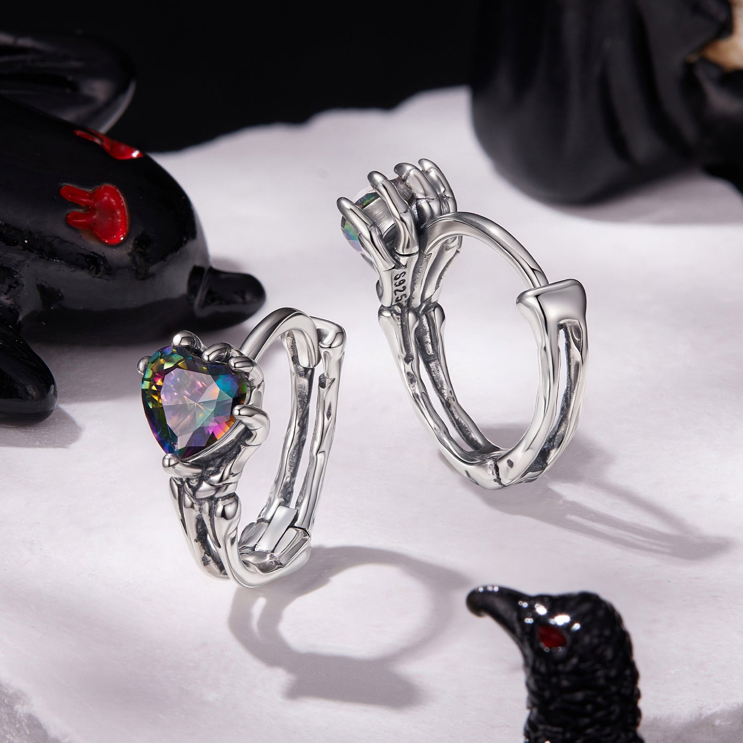 925 Sterling Silver Earrings with Transparent Glass for Women DestGlow
