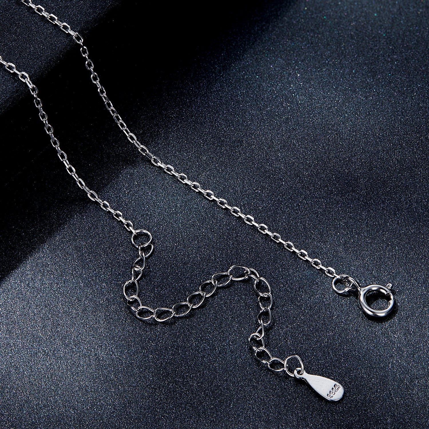 925 Sterling Silver Moissanite Pendant Necklace for Women, 39+5cm, Platinum Plated DestGlow