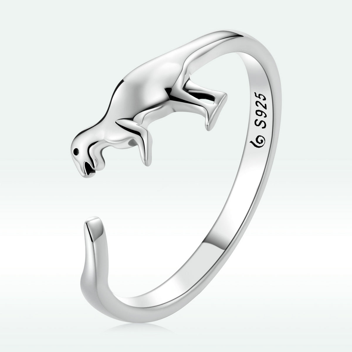 S925 Oxidized Silver Dinosaur Ring for Women DestGlow