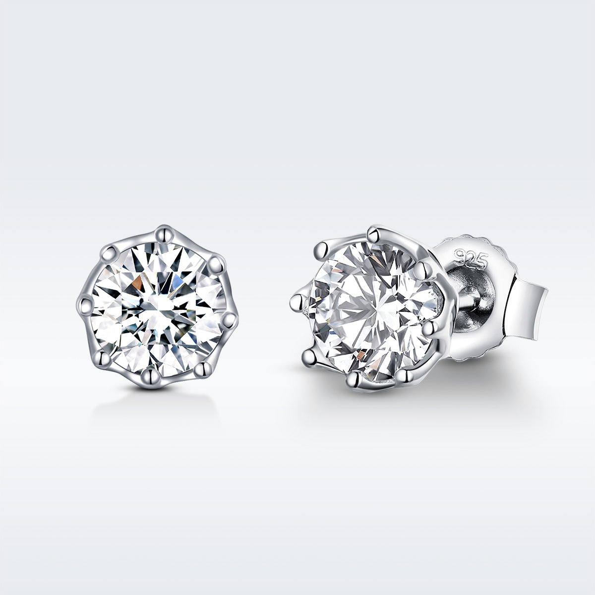 925 Sterling Silver Plated Platinum 0.6cm CZ Earrings DestGlow
