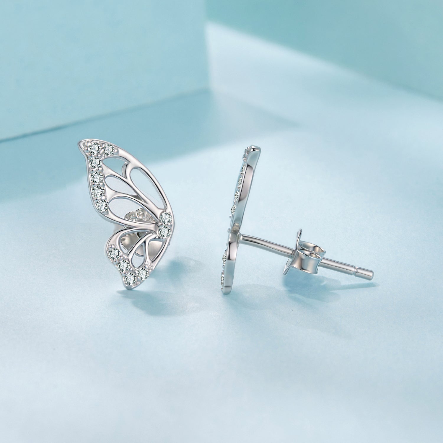 925 Sterling Silver White Gold Plated Pavé Set CZ Earrings - Small Size DestGlow