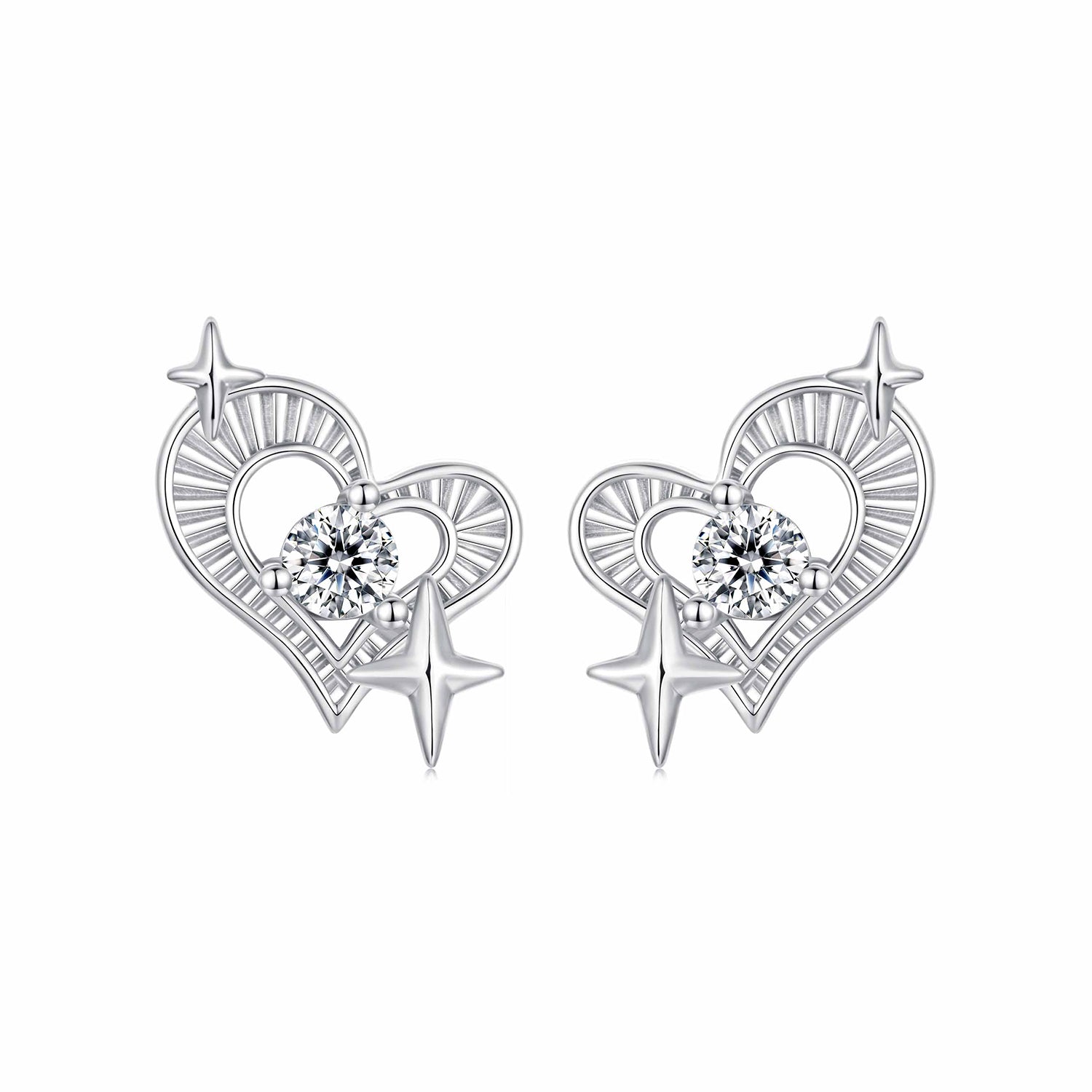 925 Sterling Silver Earrings with Pavé Setting CZ in White Gold DestGlow