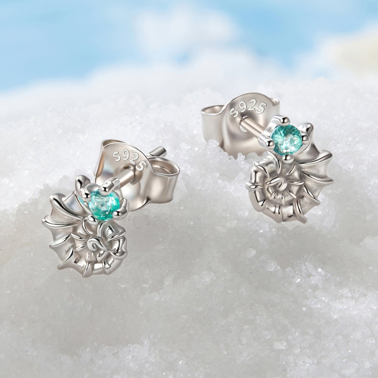 925 Sterling Silver Earrings with Transparent Glass and White Gold Plating for Women DestGlow