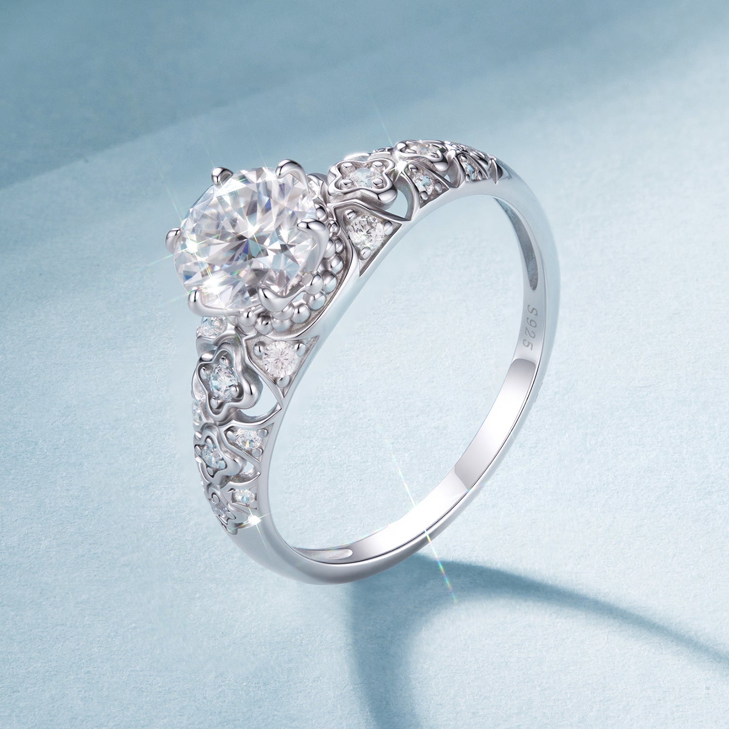 925 Sterling Silver Moissanite 0.65 Carat Ring Size 6 for Women DestGlow