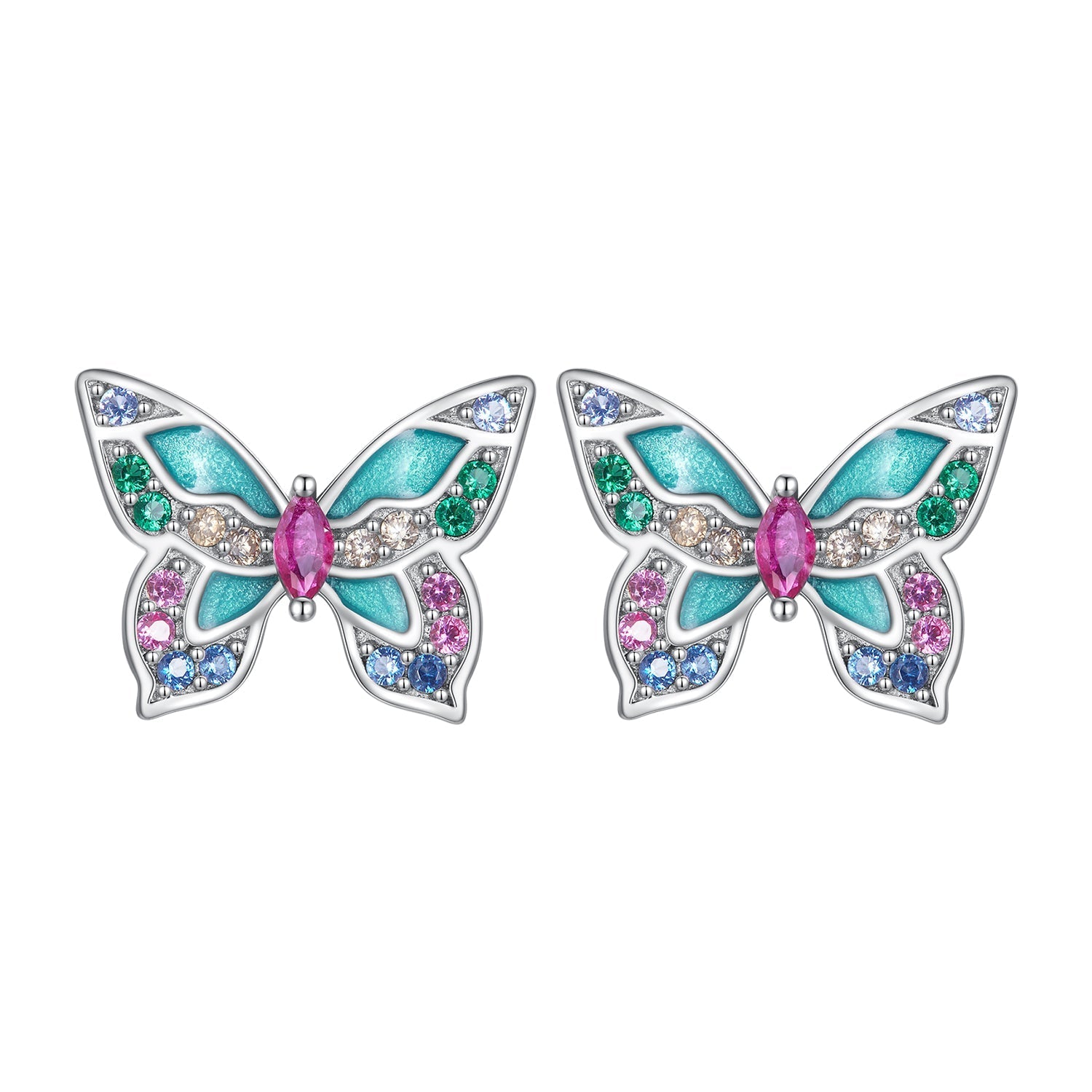 925 Sterling Silver Earrings with Enamel and CZ for Women DestGlow