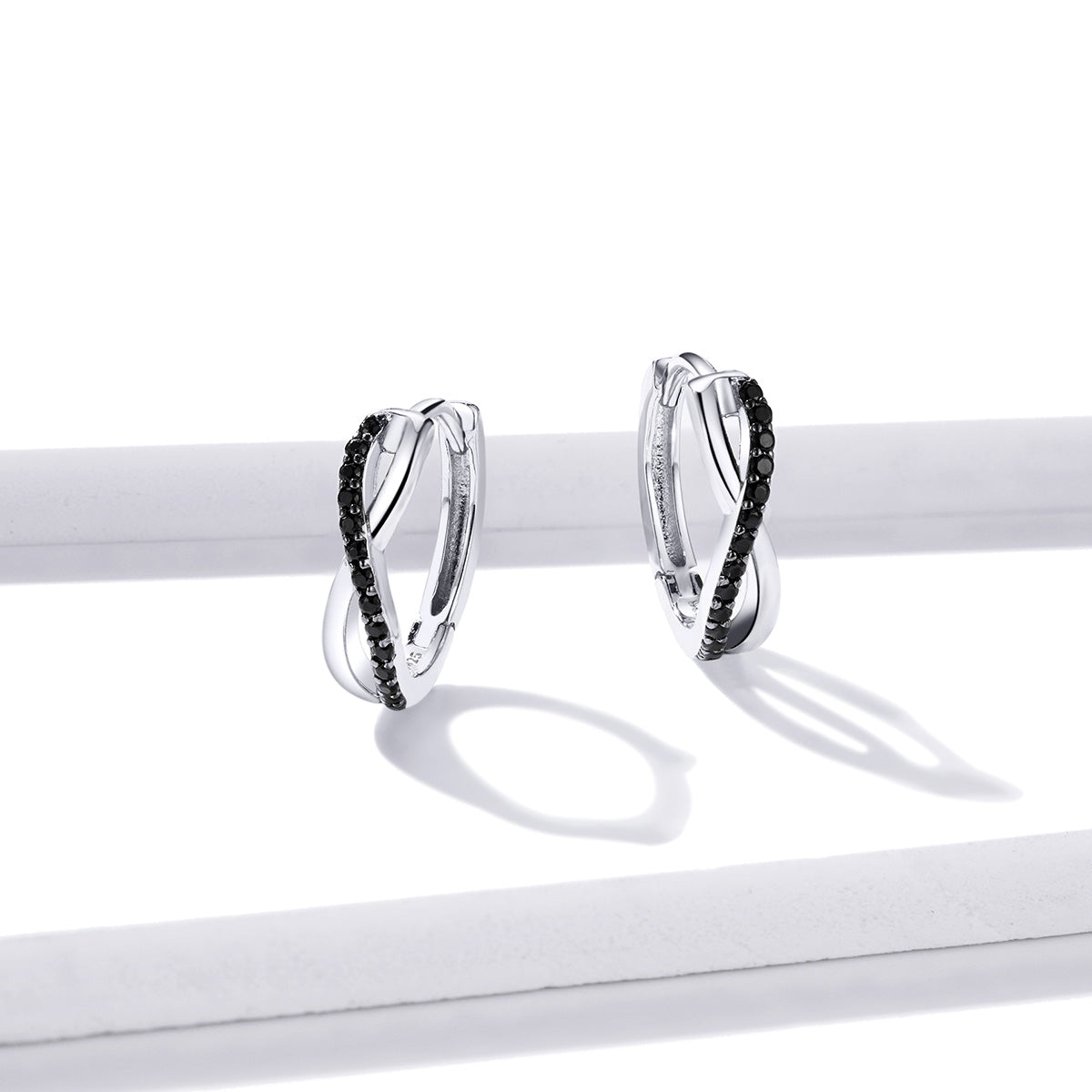 925 Sterling Silver Earrings 1.3*0.4cm with Pavé Setting CZ for Women DestGlow