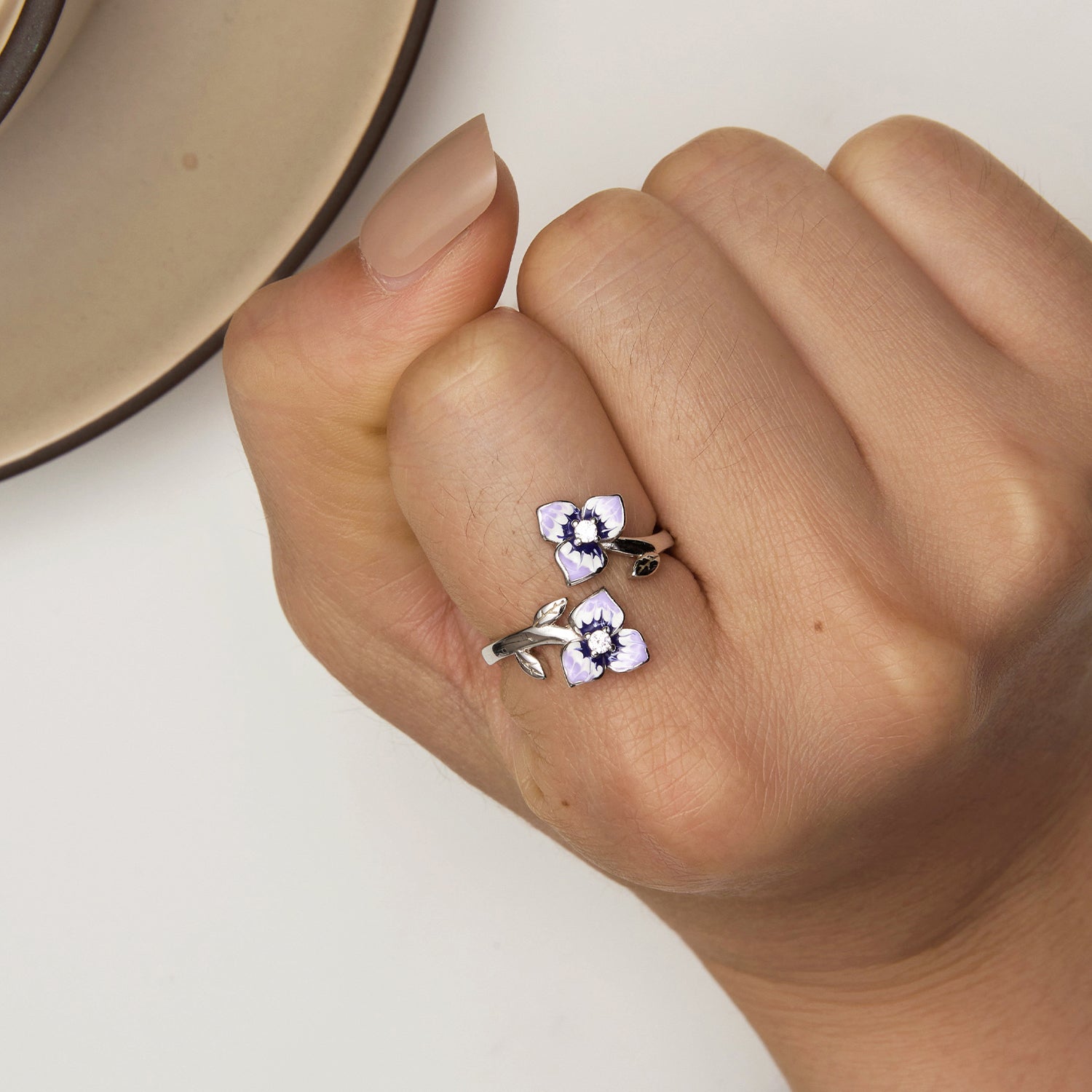 S925 Sterling Silver Enamel CZ Pavé Setting Ring for Women DestGlow