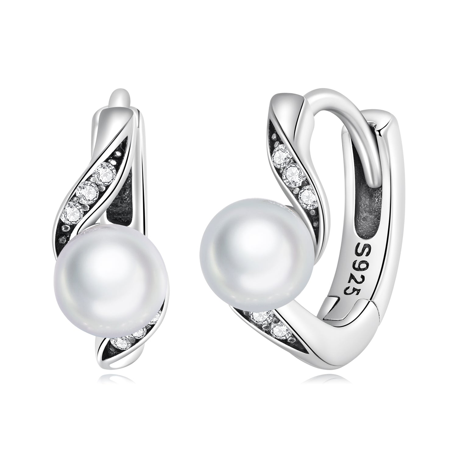 925 Sterling Silver Earrings with Quality Shell Pearl and Oxidized Silver for Women DestGlow