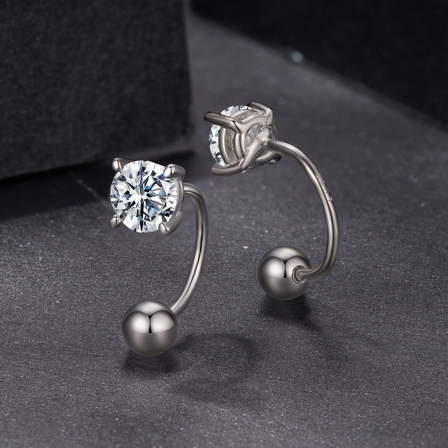 925 Sterling Silver Moissanite 0.1ct Earrings 1.3cm for Women DestGlow