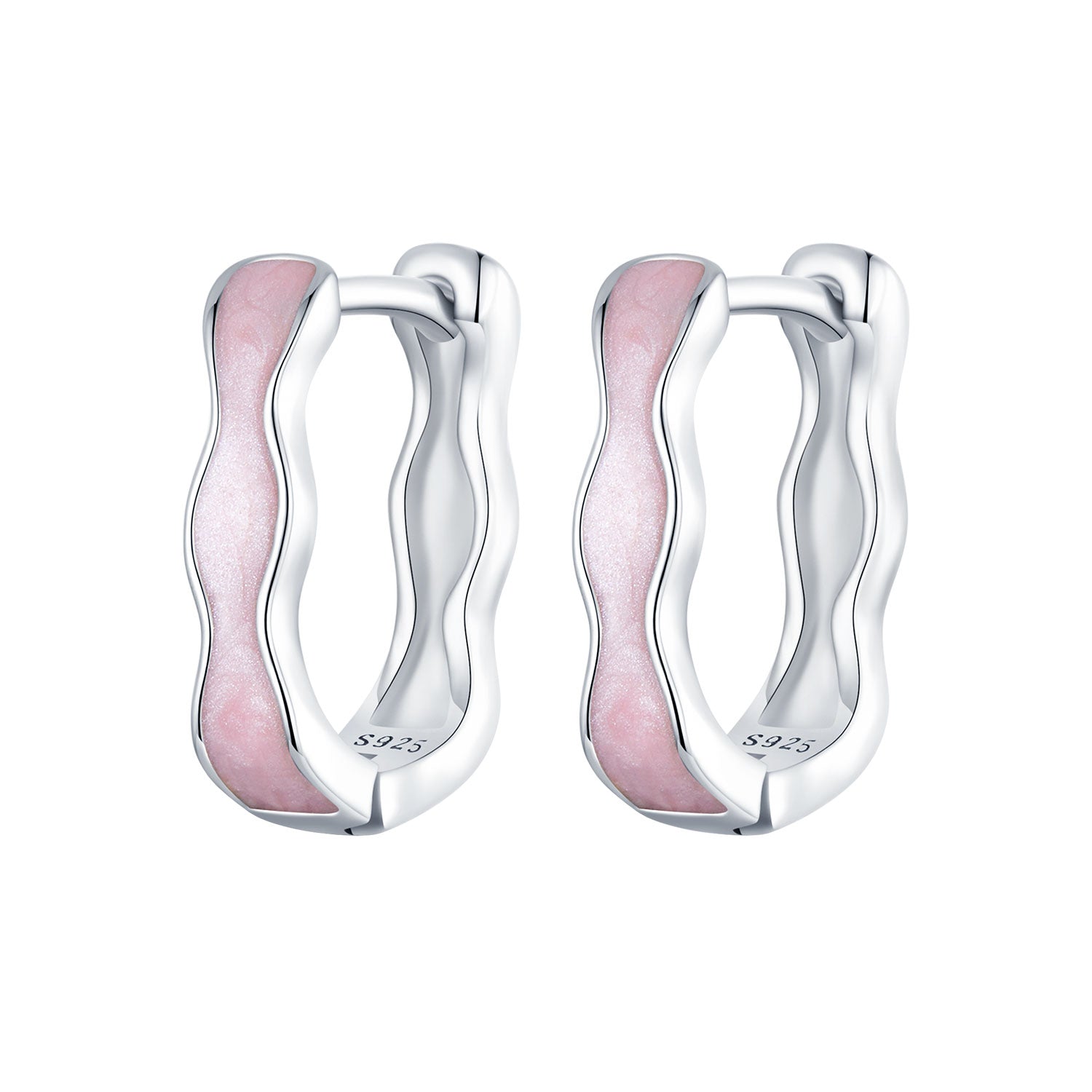 925 Sterling Silver Earrings with Enamel in White Gold Finish - 13*3mm for Women DestGlow