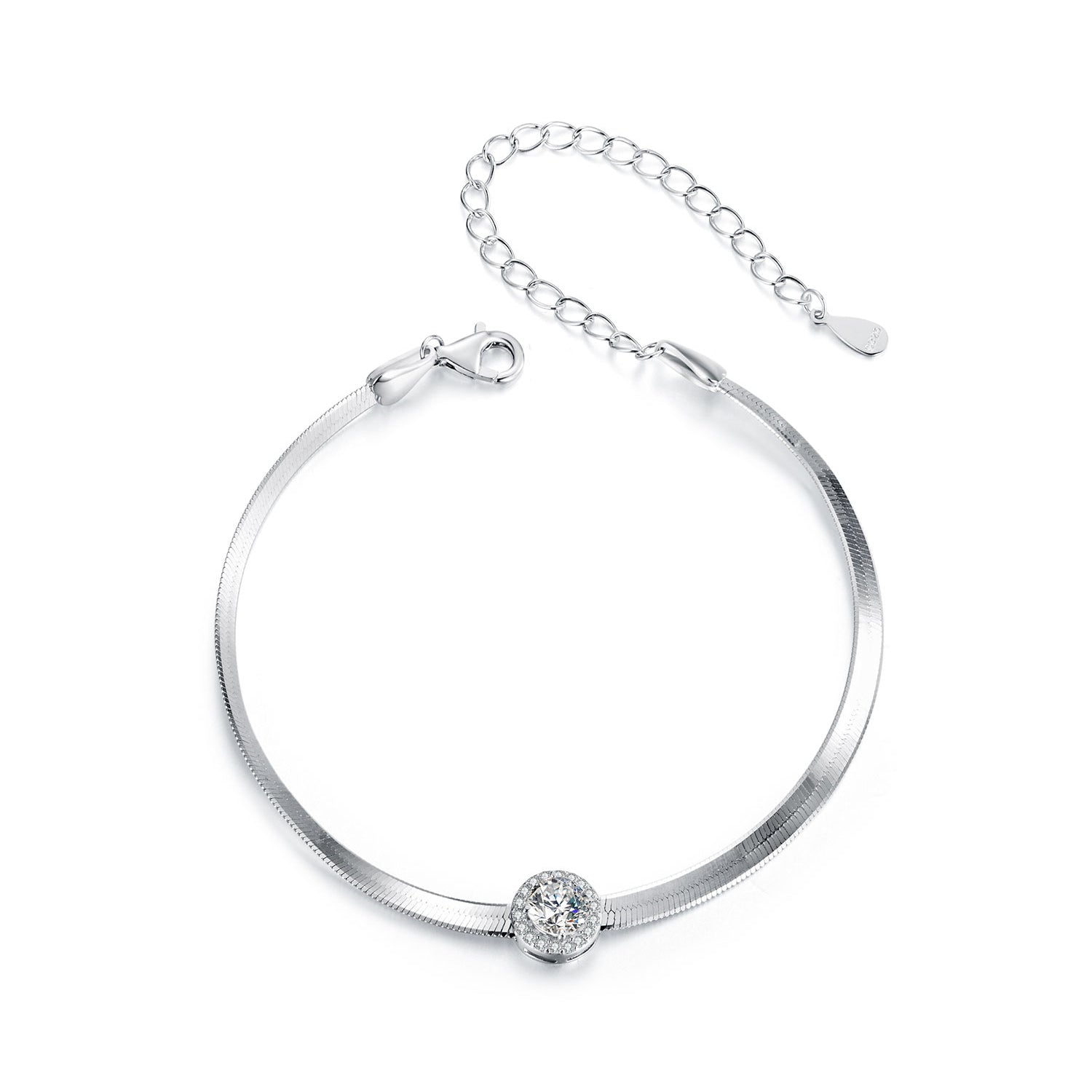 925 Sterling Silver 5.0mm Moissanite Bracelet with White Gold Plating for Women DestGlow