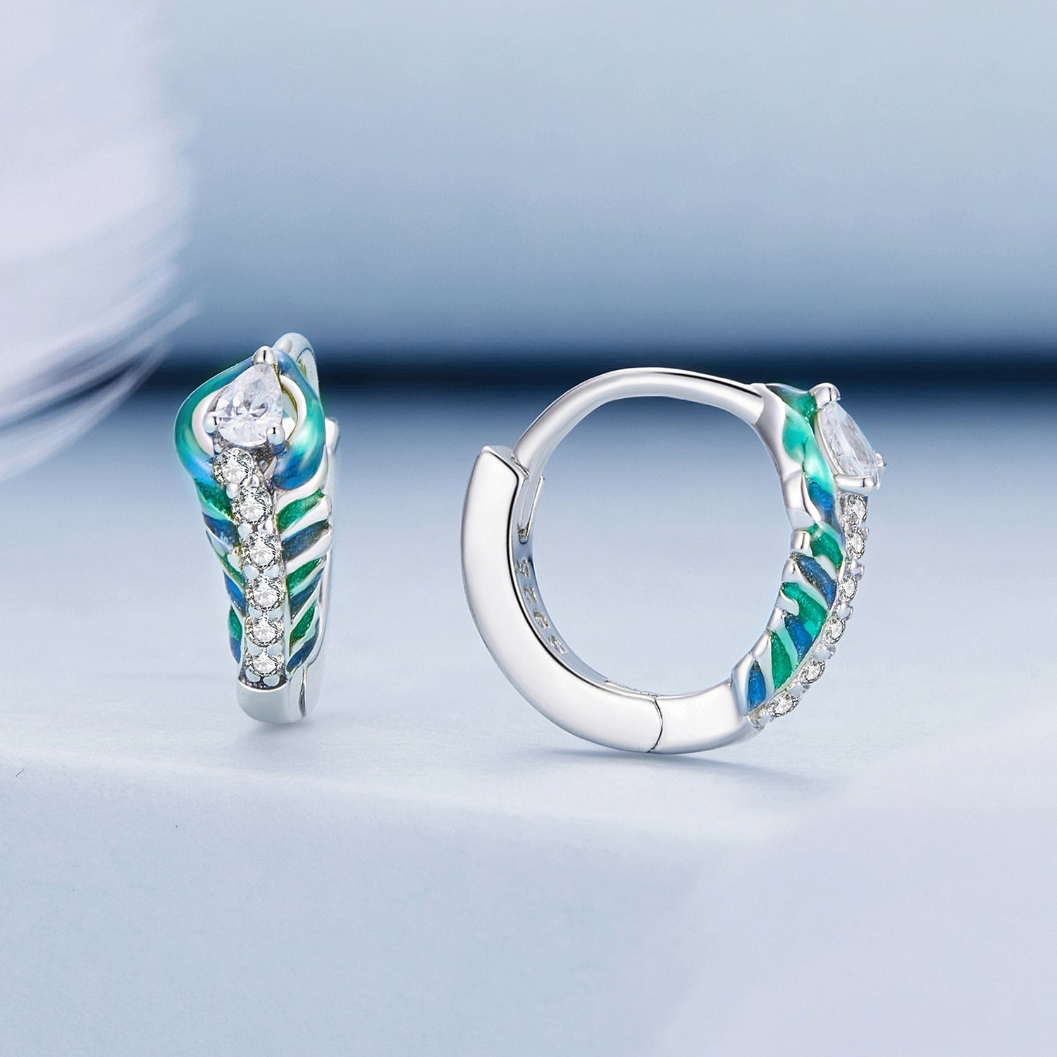 925 Sterling Silver Enamel Oxidized Earrings with Pavé Setting for Women DestGlow