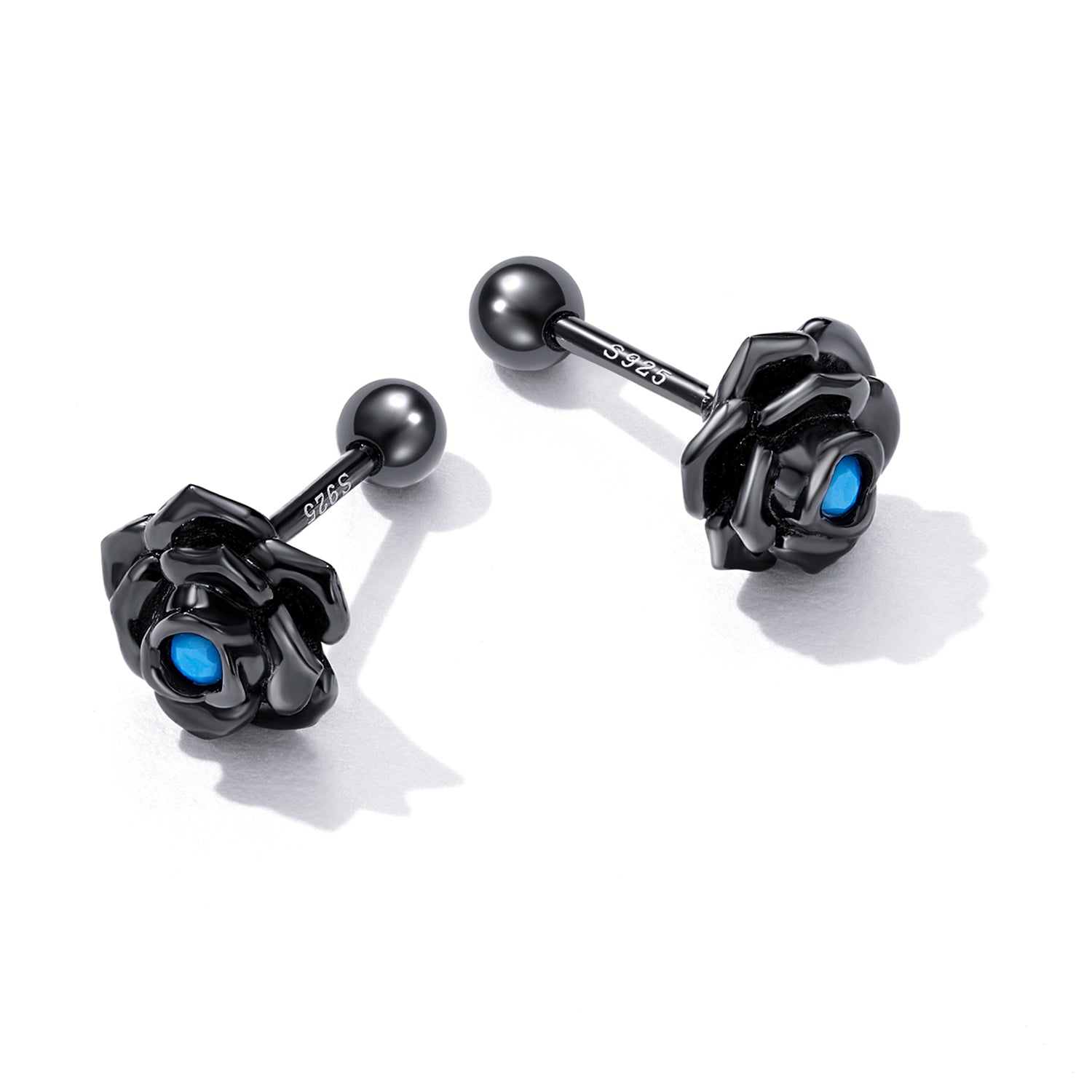 925 Sterling Silver Earrings with Turquoise and Black Gold Finish DestGlow