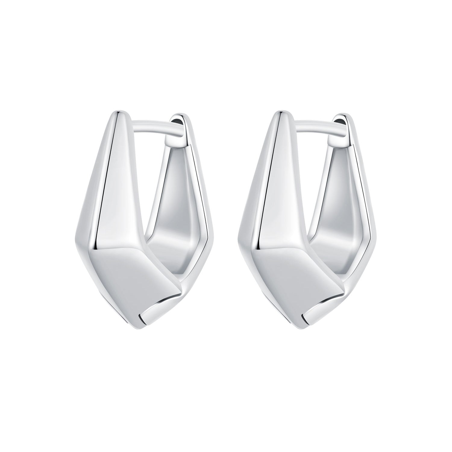 925 Sterling Silver White Gold Plated Earrings 14x6.5mm for Women DestGlow