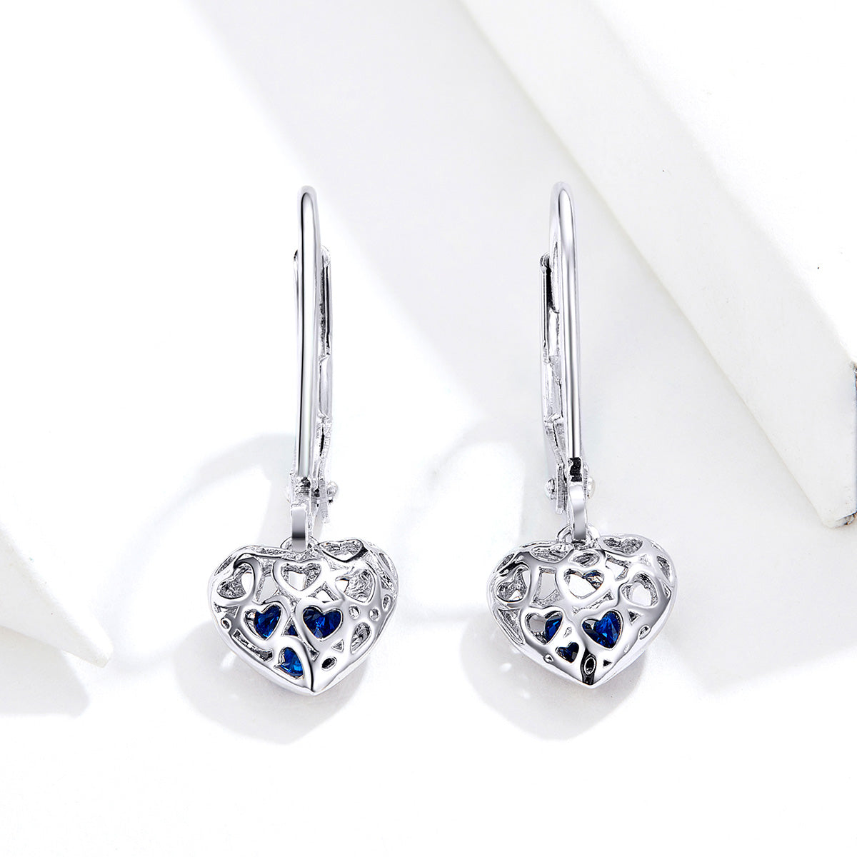 925 Sterling Silver Earrings with CZ and Platinum Plating, 2.3*0.8 cm DestGlow