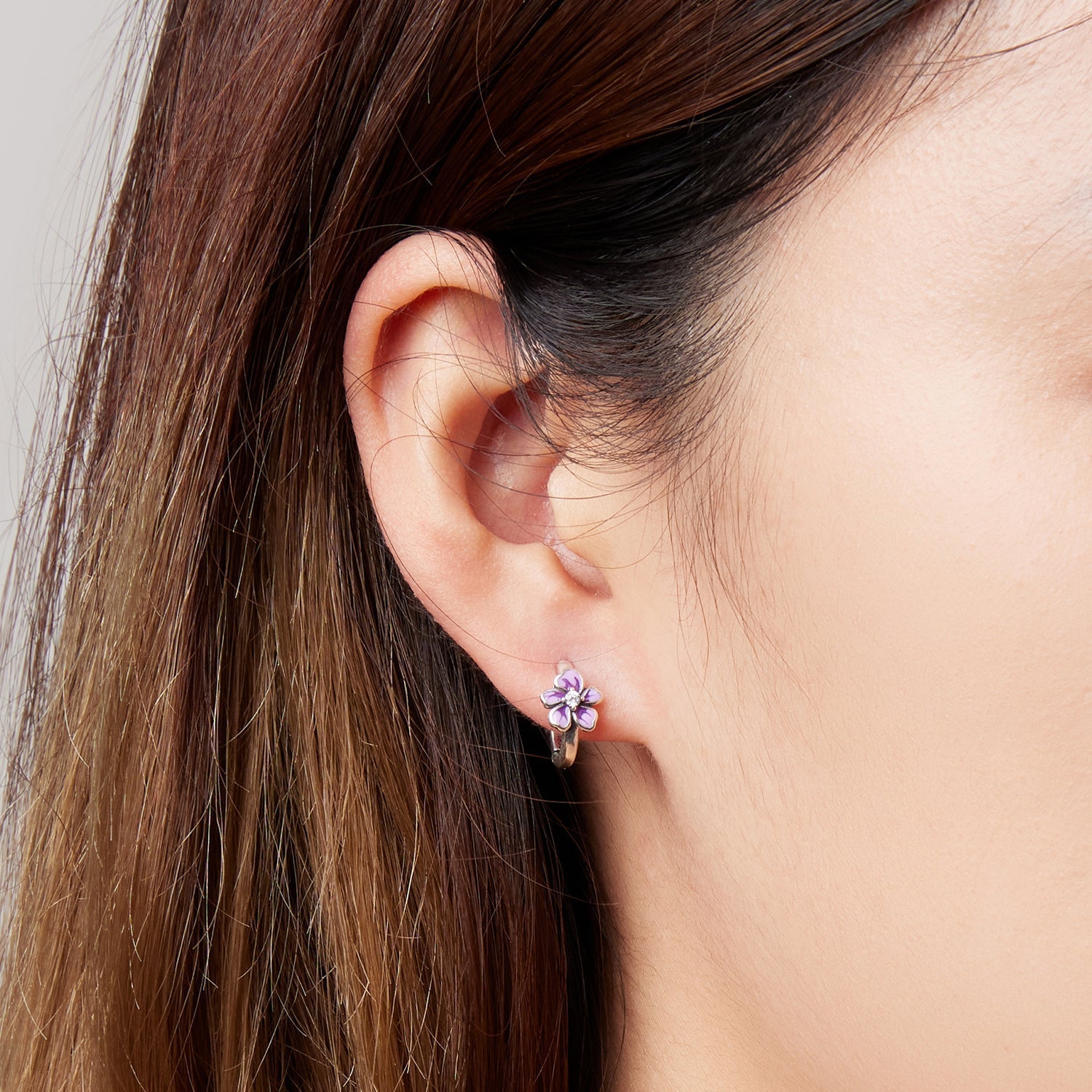925 Sterling Silver Enamel Earrings with CZ - 1.2x0.7cm, Oxidized Finish for Women DestGlow