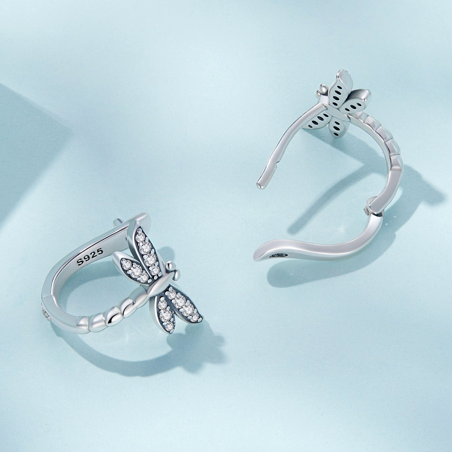 925 Sterling Silver Earrings with Pavé Setting CZ, Oxidized Finish, 1.3cm for Women DestGlow