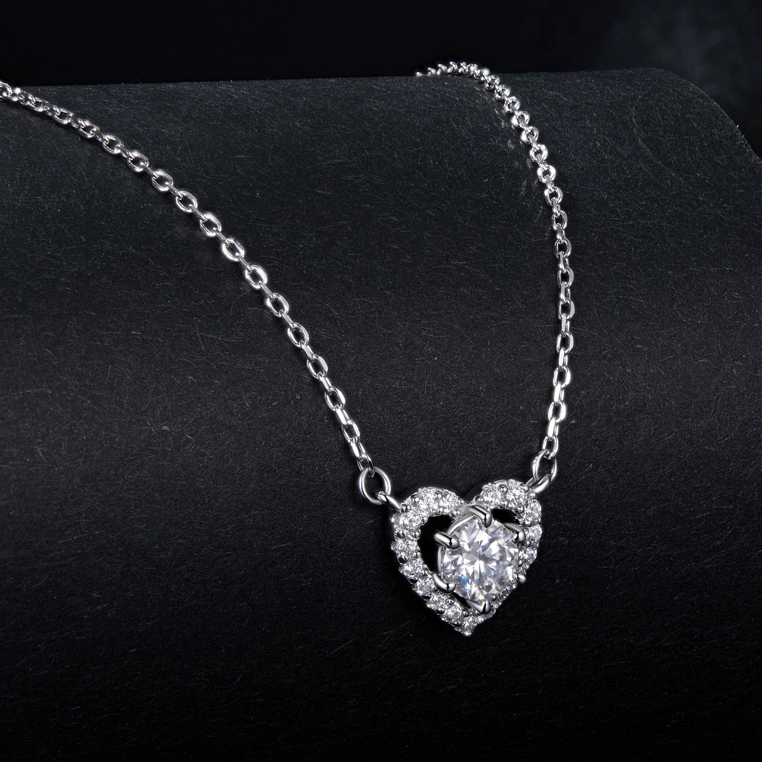 925 Sterling Silver Moissanite 0.5 Carat Necklace with CZ for Women DestGlow