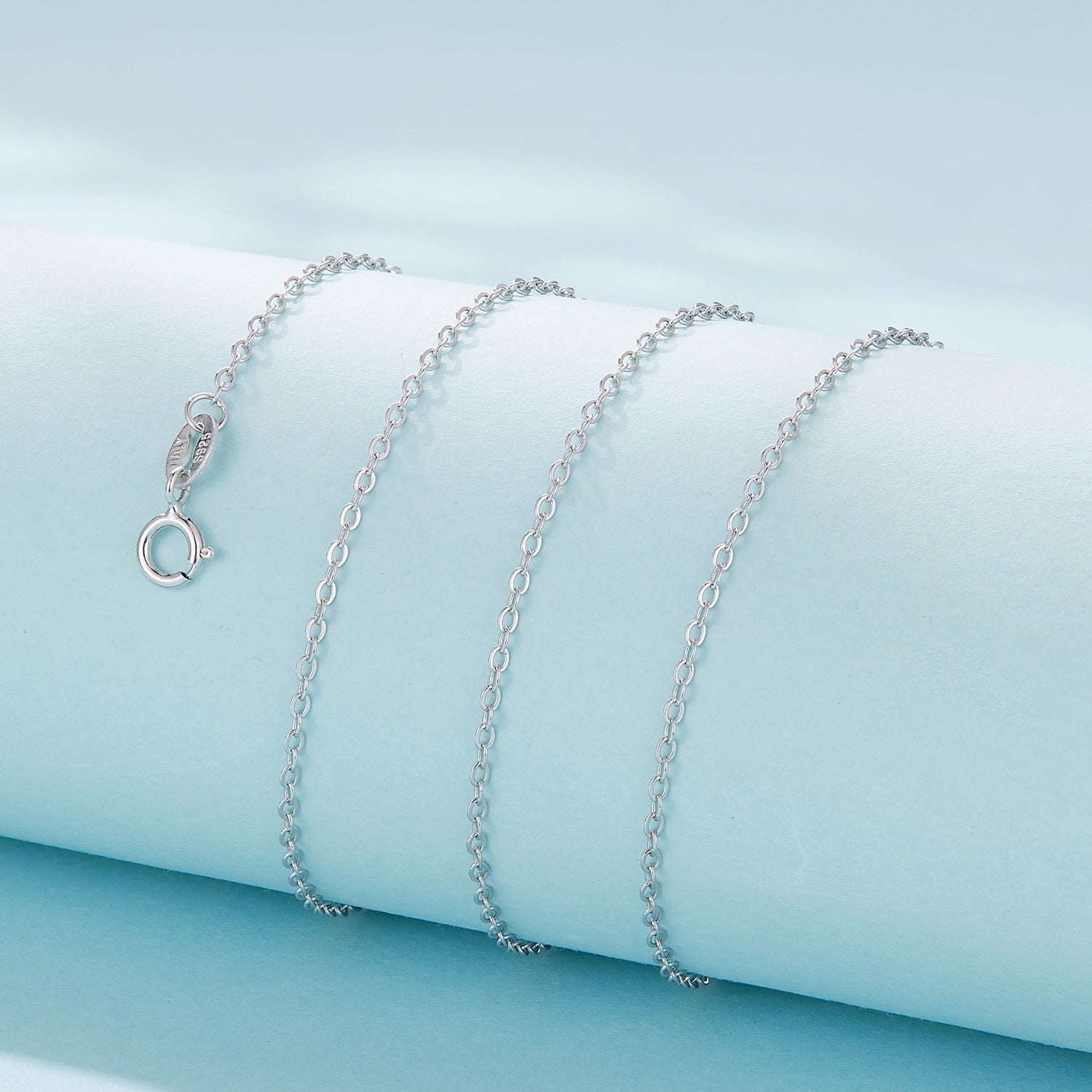 925 Sterling Silver + Plated White Gold Necklace 40cm for Women DestGlow