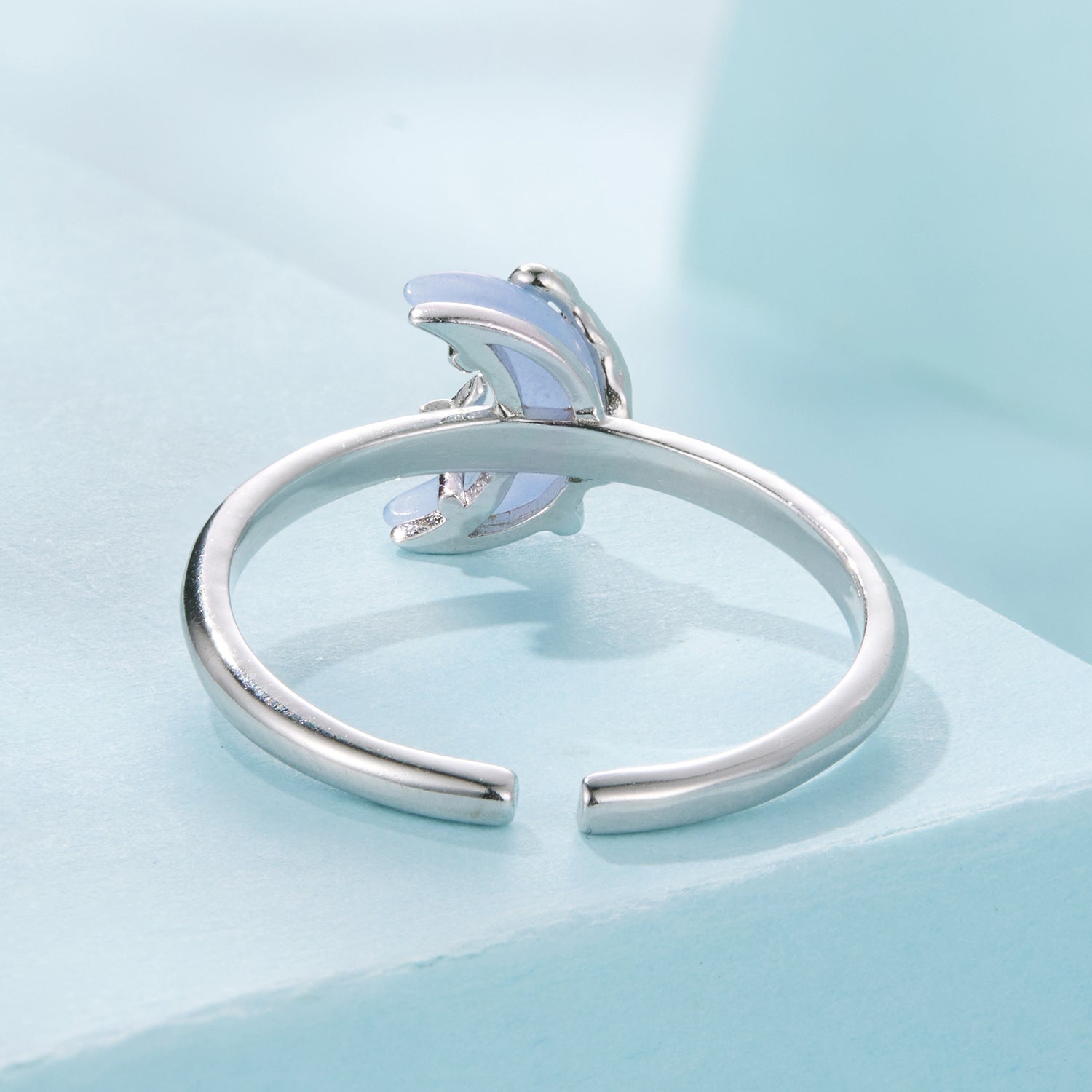 925 Sterling Silver Luminous Stone 0.80cm Moon Ring for Women DestGlow