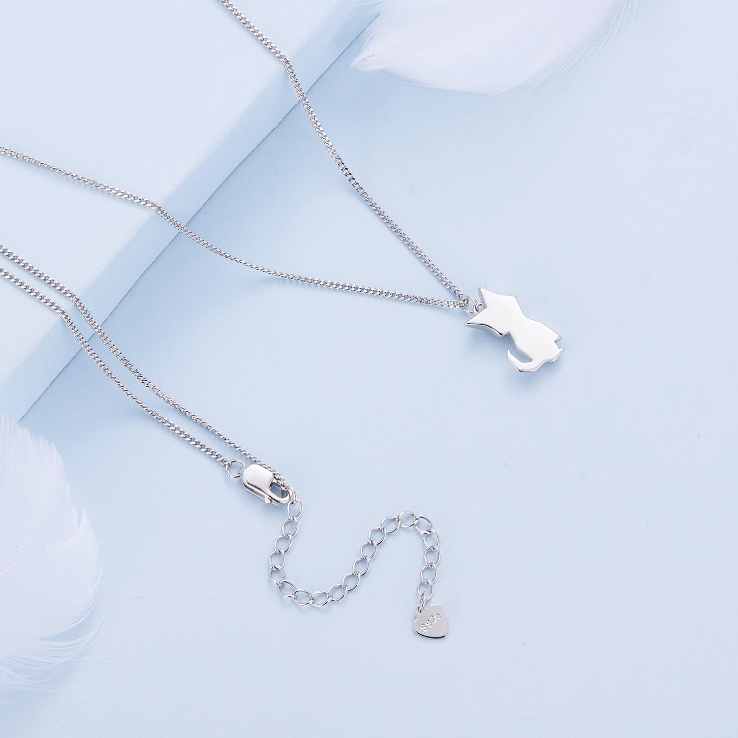 925 Sterling Silver 16mm x 10mm Platinum Plated Necklace for Unisex DestGlow