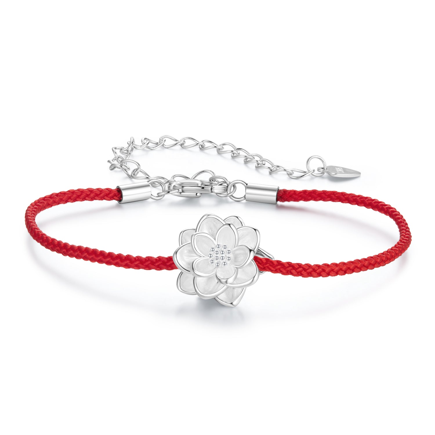 925 Sterling Silver Bracelet with White Gold Plating and Cotton Cord for Women DestGlow