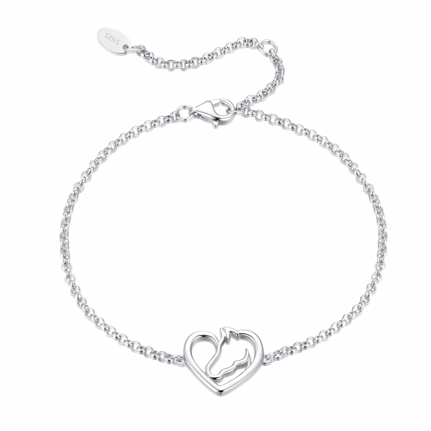 925 Sterling Silver Plated White Gold Bracelet 21cm for Women DestGlow
