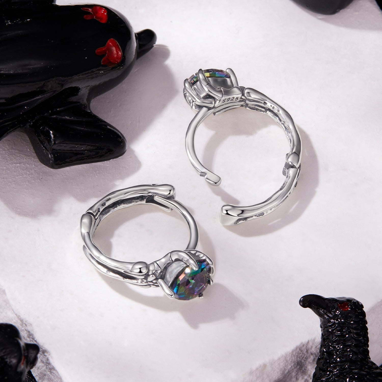 925 Sterling Silver Earrings with Transparent Glass for Women DestGlow
