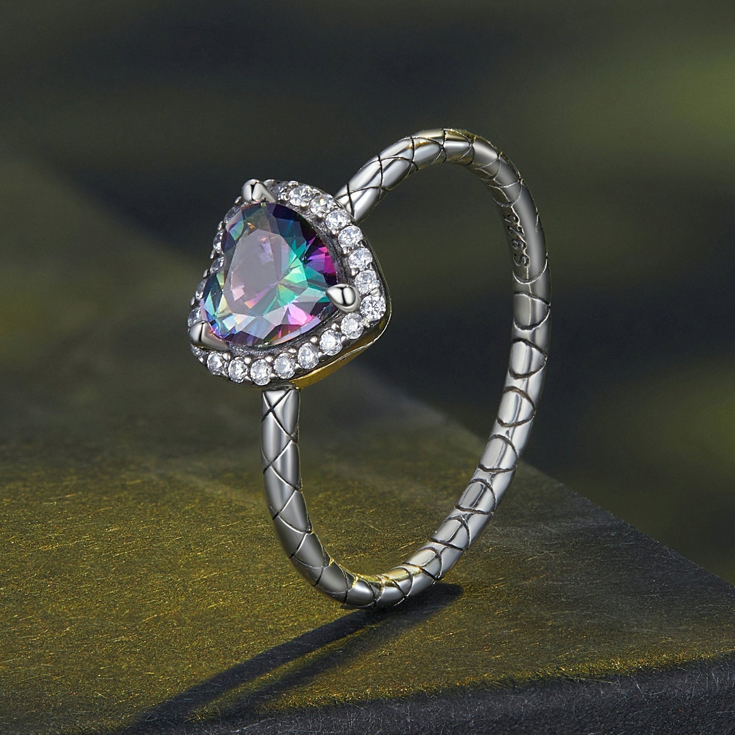 925 Sterling Silver Heart 8mm CZ Ring Size 6 for Women DestGlow