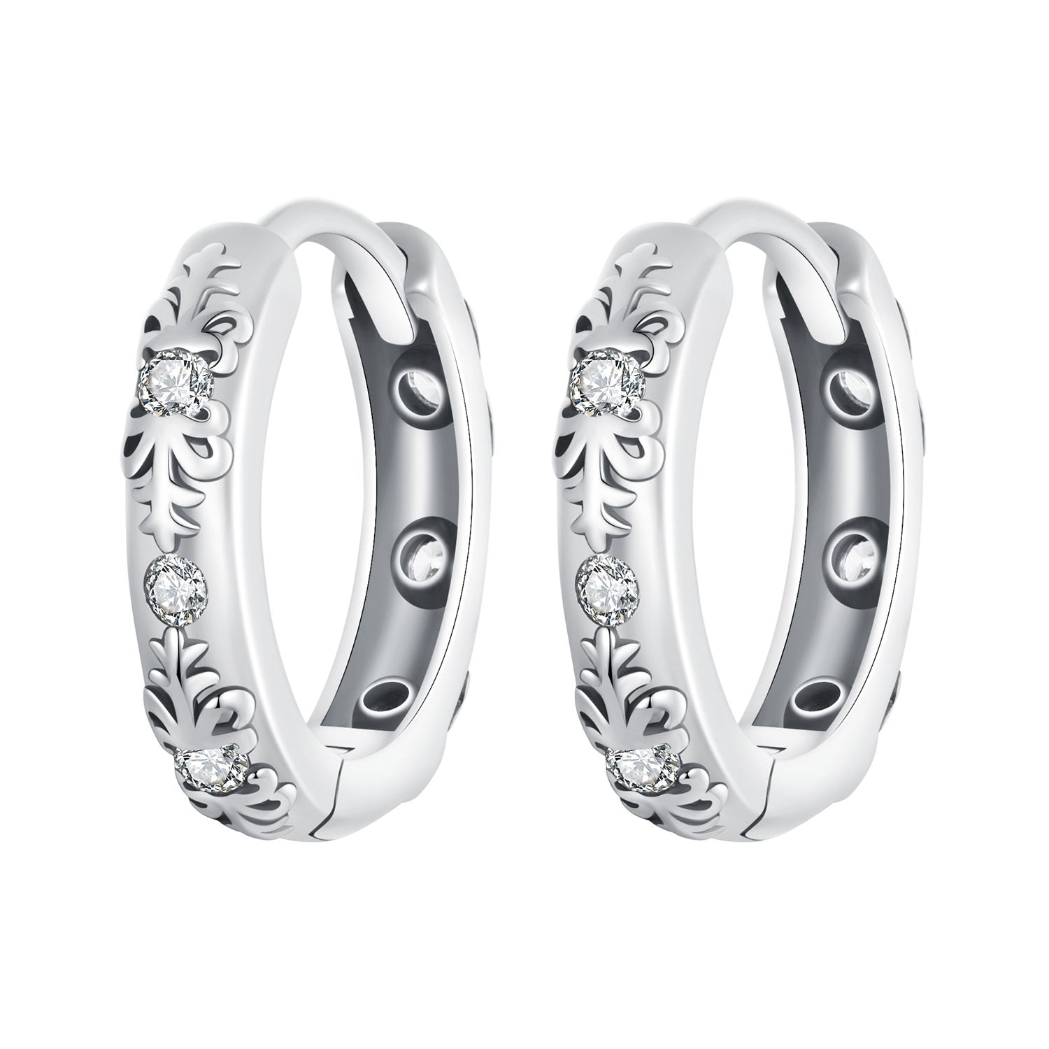 925 Sterling Silver Earrings with Oxidized Finish and Pavé Setting CZ for Women DestGlow