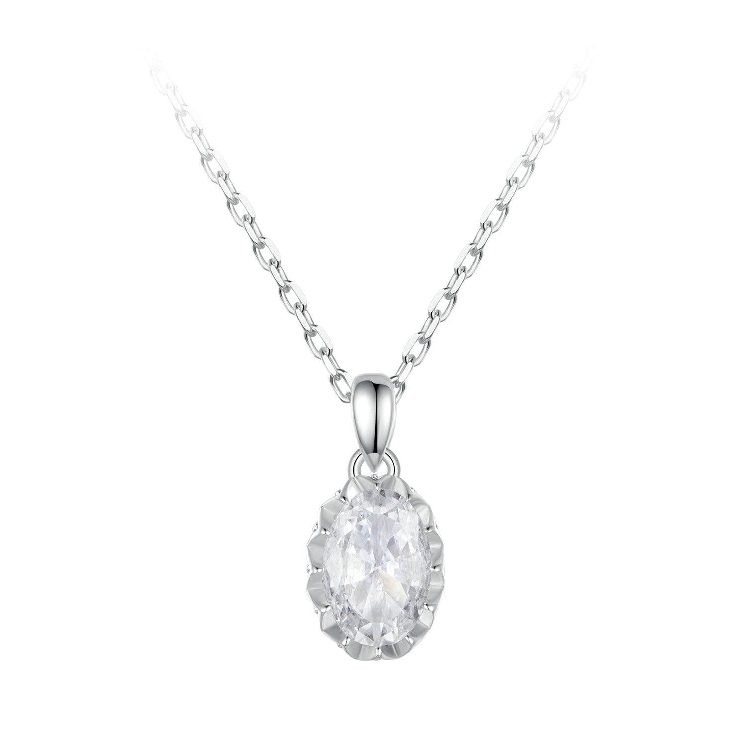 925 Sterling Silver 1 Carat Moissanite Necklace with Pavé Setting, 400 mm Length for Women DestGlow