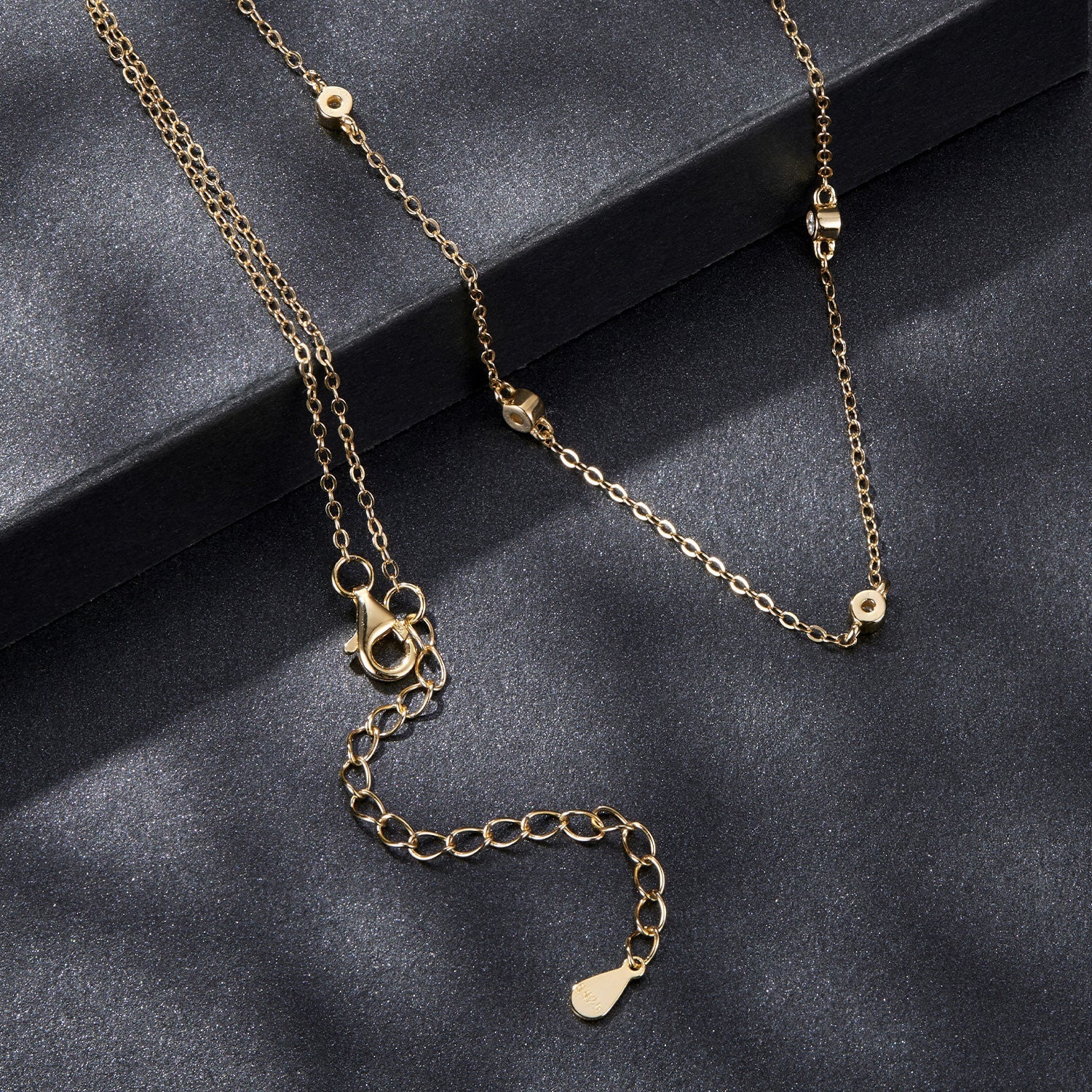 925 Sterling Silver White Gold Plated Adjustable Moissanite Necklace for Women DestGlow