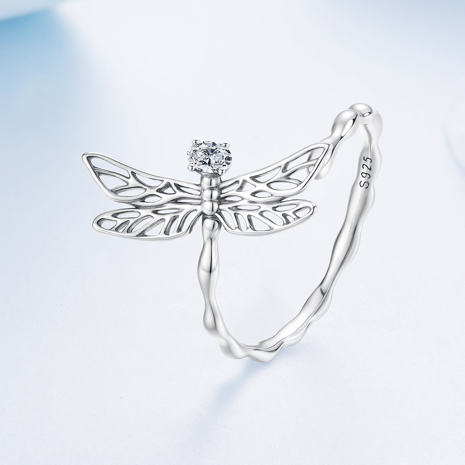 925 Sterling Silver Dragonfly Ring for Women with Cubic Zirconia DestGlow