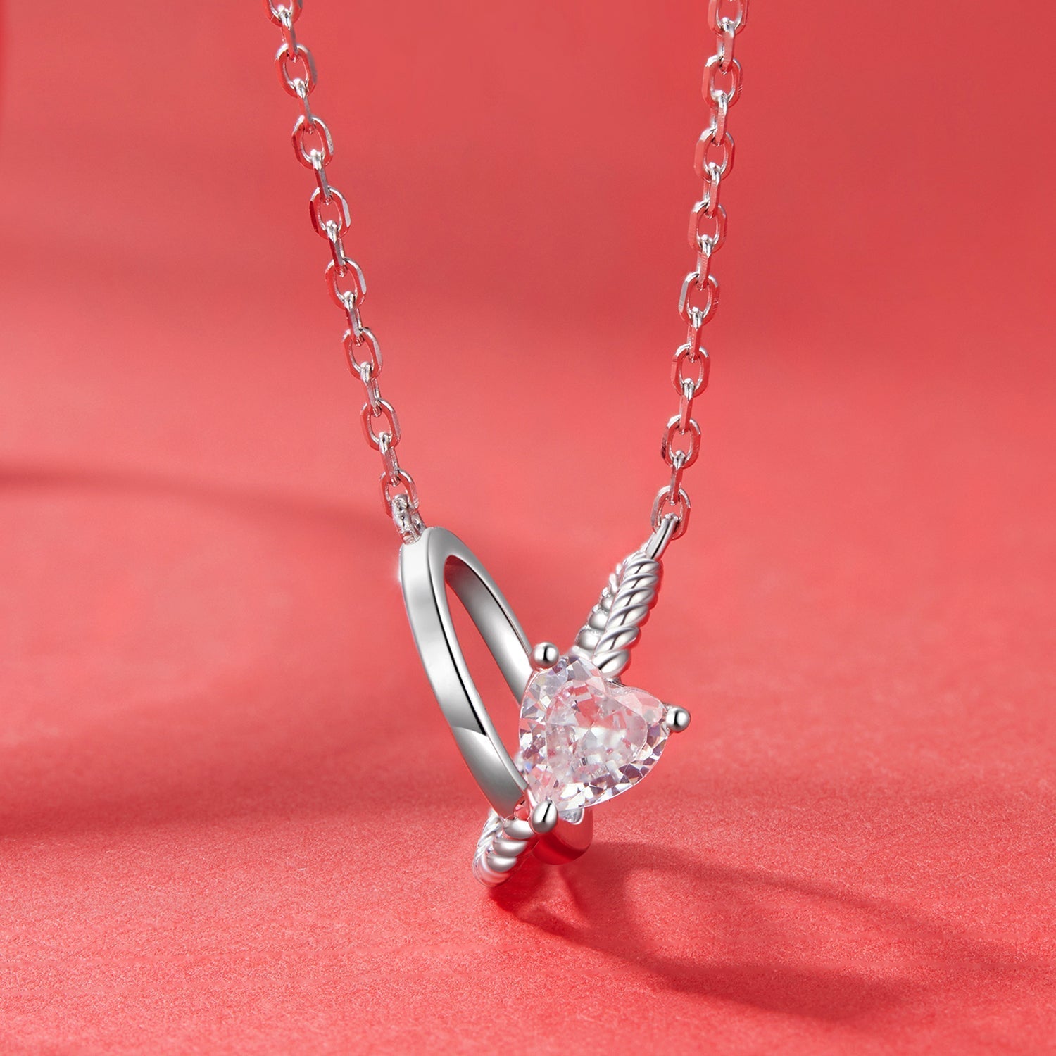 925 Sterling Silver White Gold Plated 40+5cm Necklace with Pavé CZ for Women DestGlow
