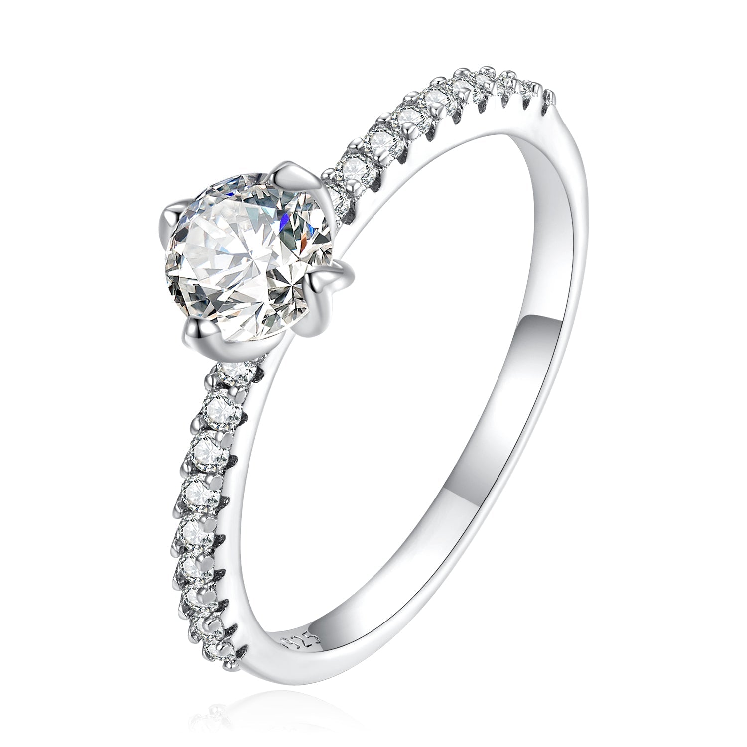 925 Sterling Silver Plated Platinum 0.60 Carat Zircon Ring Size 6 for Women DestGlow