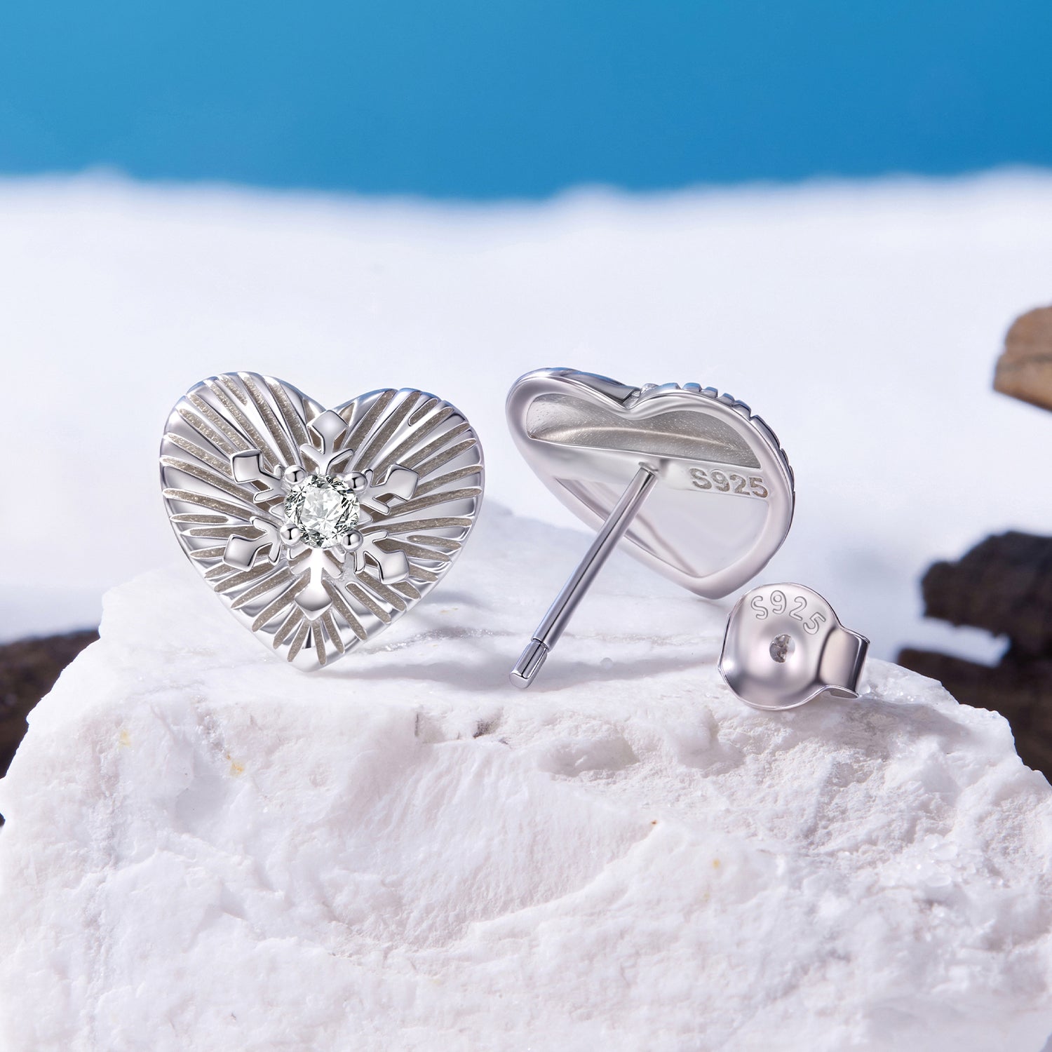 925 Sterling Silver Earrings with CZ in White Gold Plating for Women DestGlow