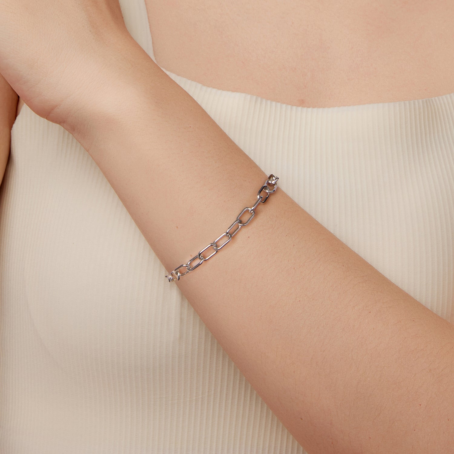 925 Sterling Silver White Gold Plated 15+6cm Adjustable Bracelet for Women DestGlow
