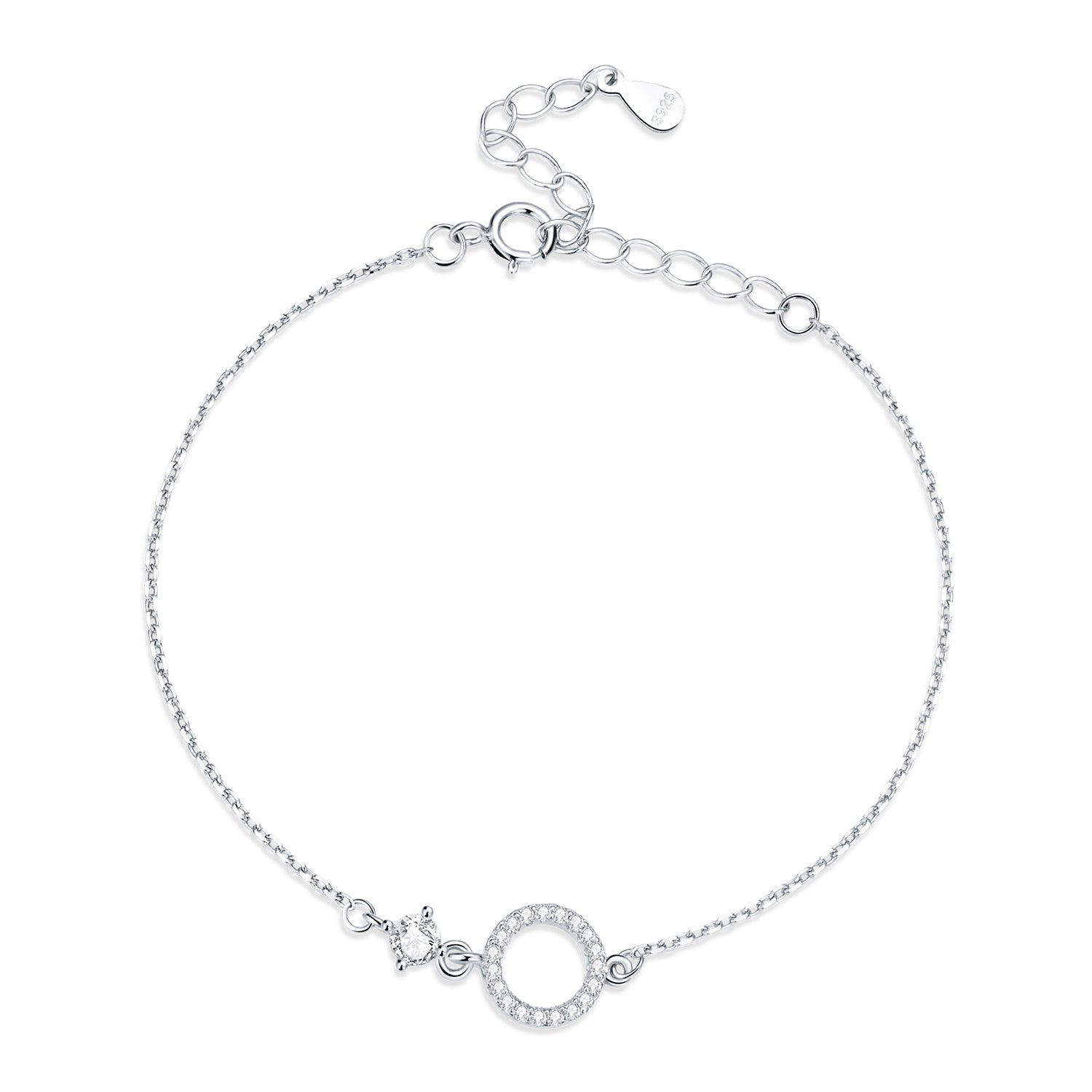 925 Sterling Silver Adjustable Bracelet with Pavé Set CZ for Women DestGlow