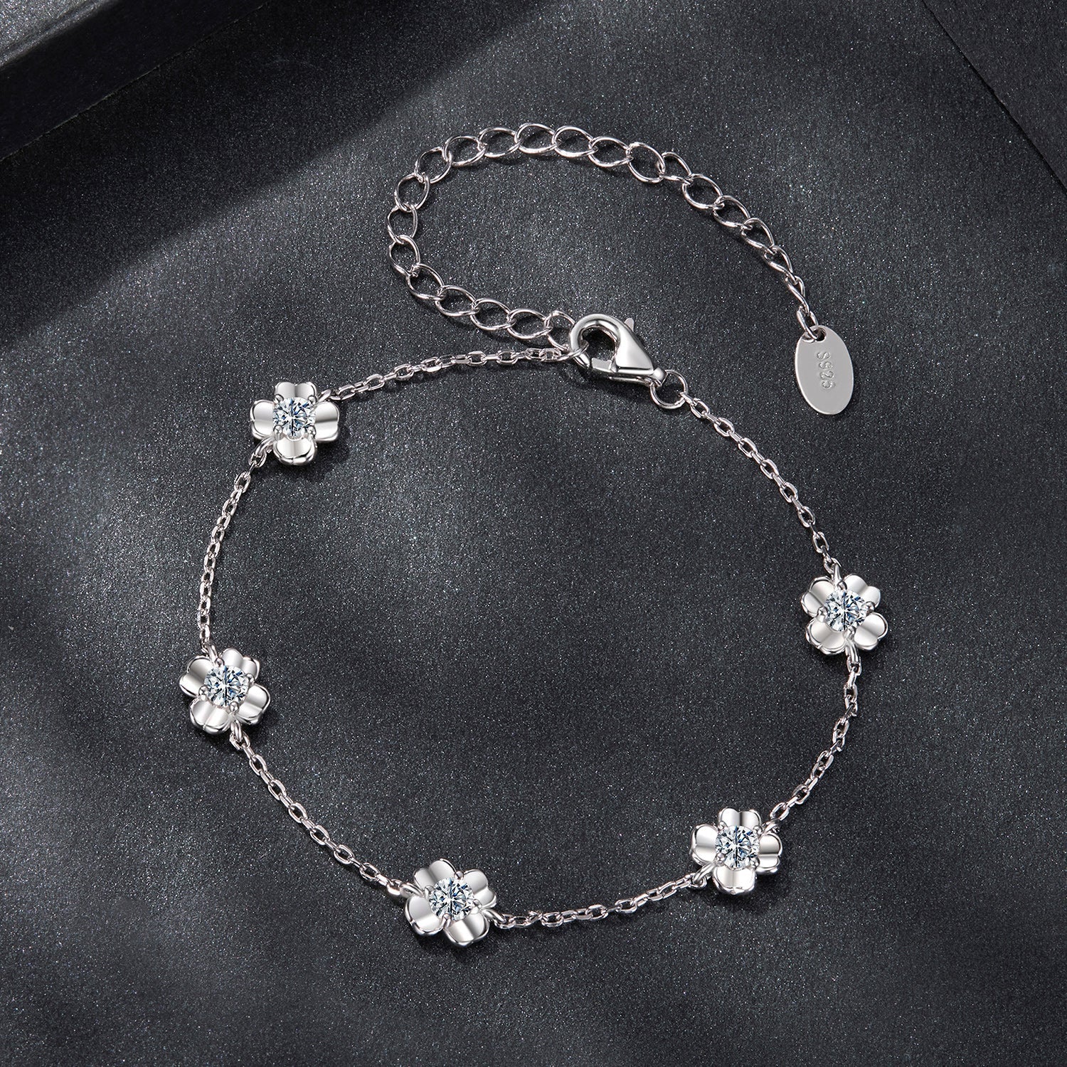 925 Sterling Silver 0.1 Carat Moissanite Bracelet for Women DestGlow